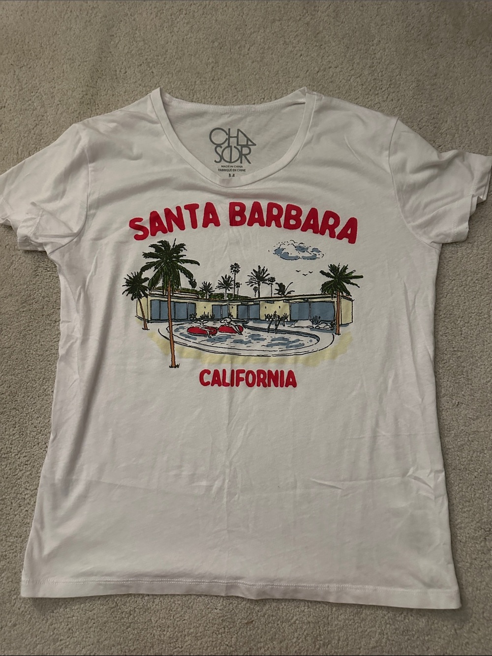 White "Santa Barbara California" Graphic T-Shirt size M